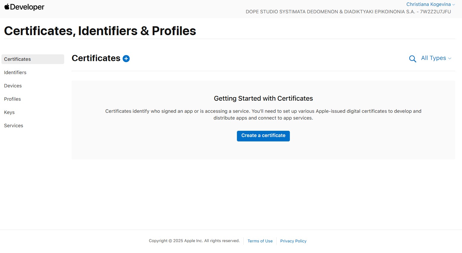 Create Certificate