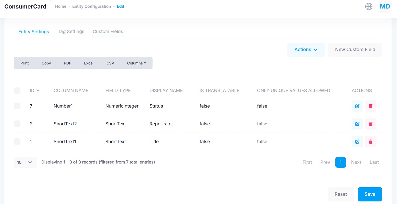 Custom Fields