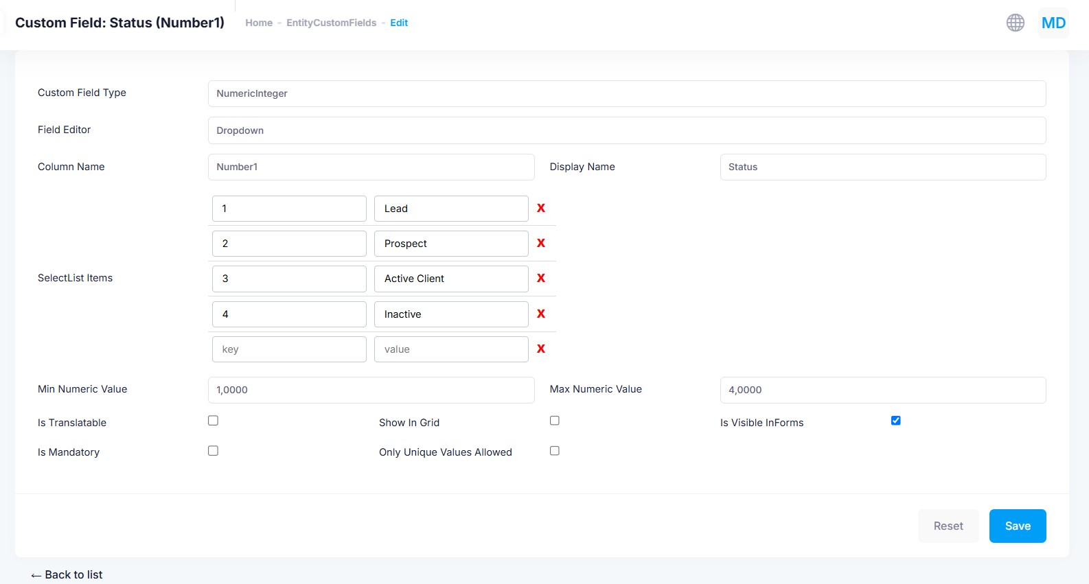 Edit Custom Field
