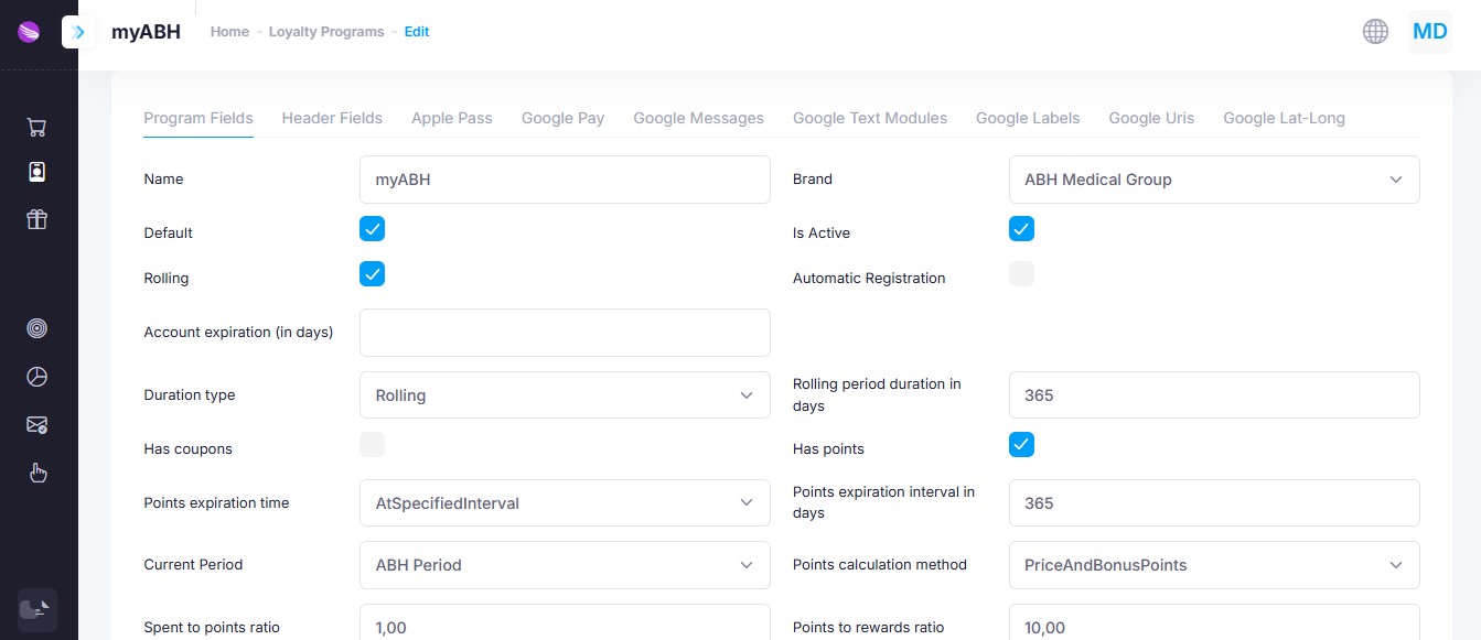Loyalty Program Editor